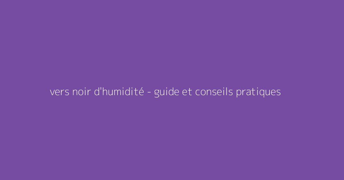 vers noir d'humidité - guide et conseils pratiques