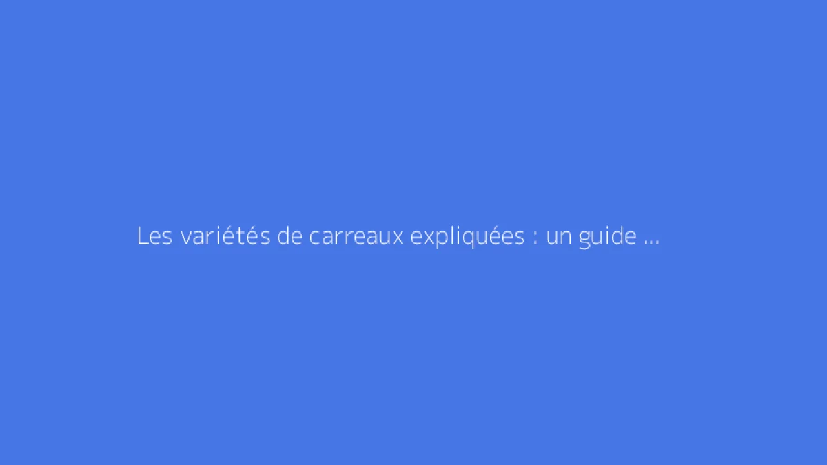 Les variétés de carreaux expliquées : un guide complet du carrelage