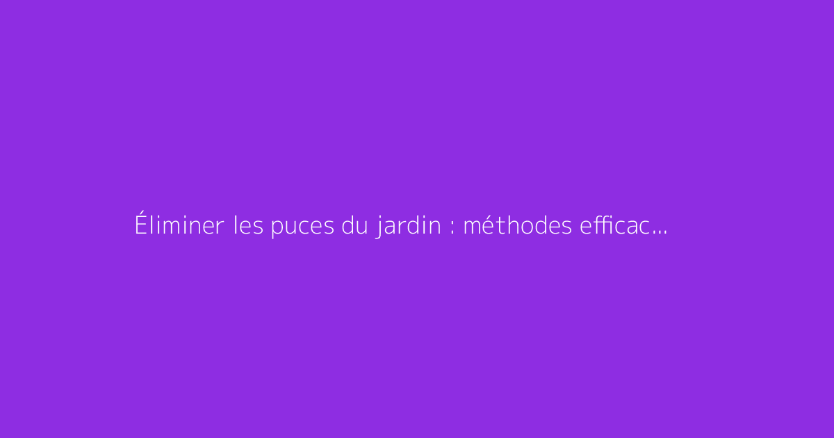 Éliminer les puces du jardin : méthodes efficaces et conseils