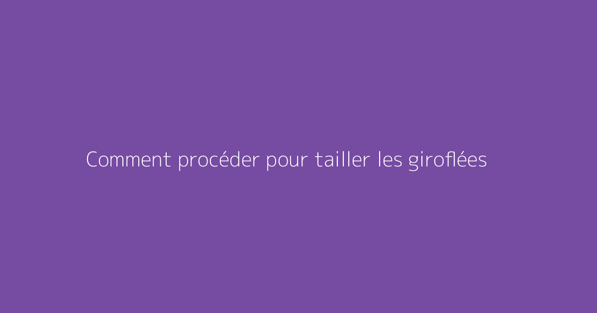 Comment procéder pour tailler les giroflées