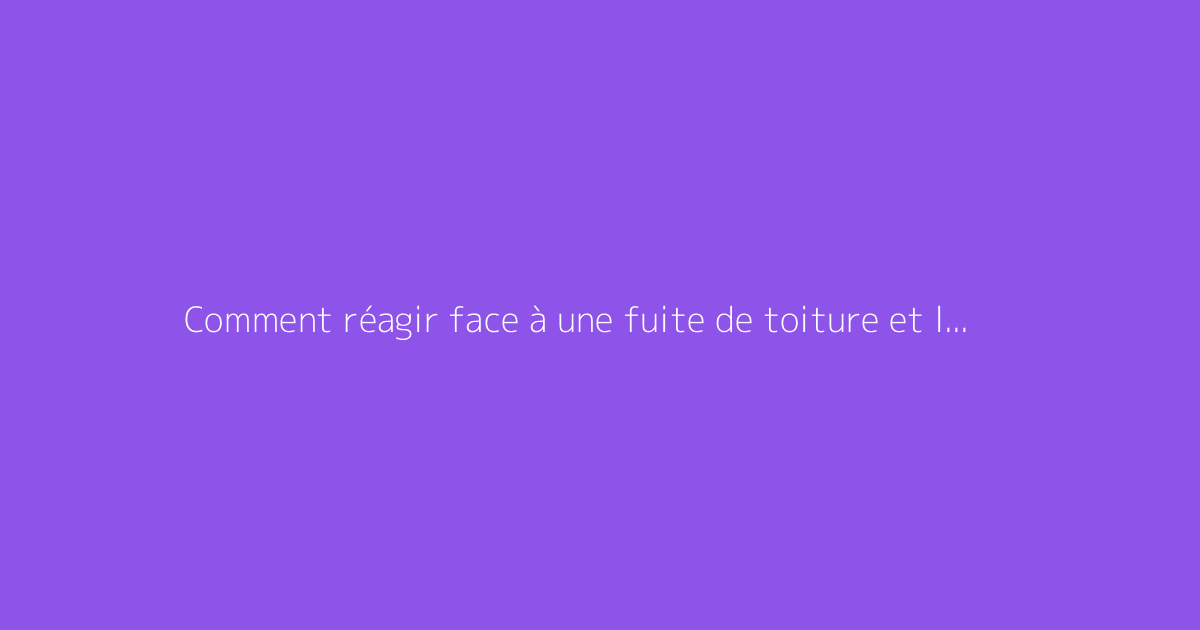 Comment réagir face à une fuite de toiture et la réparer