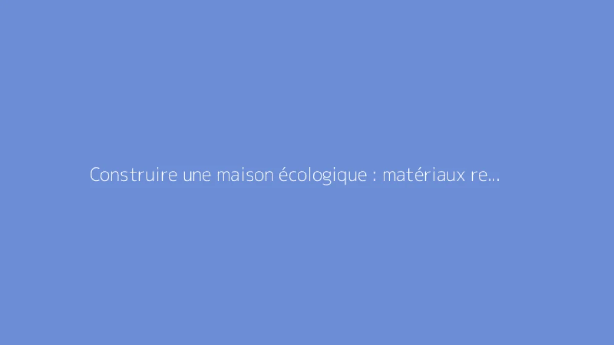 Construire une maison écologique : matériaux recommandés et cas pratiques