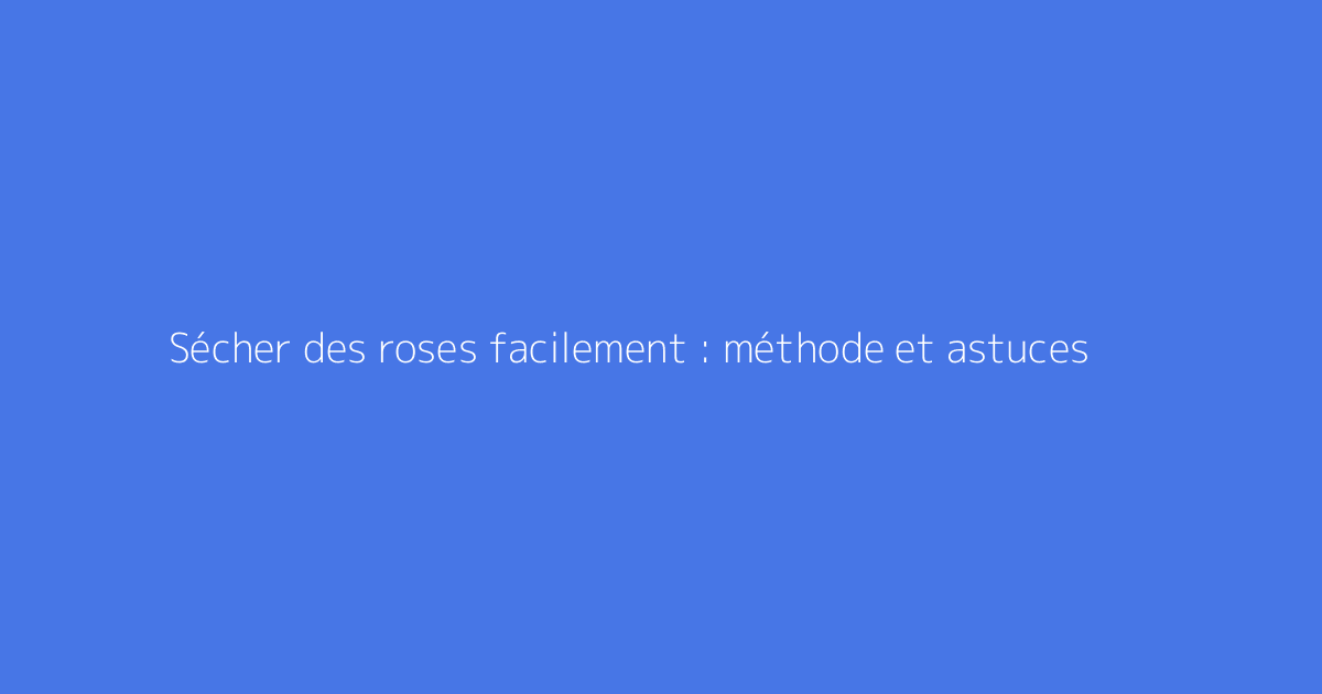 Sécher des roses facilement : méthode et astuces